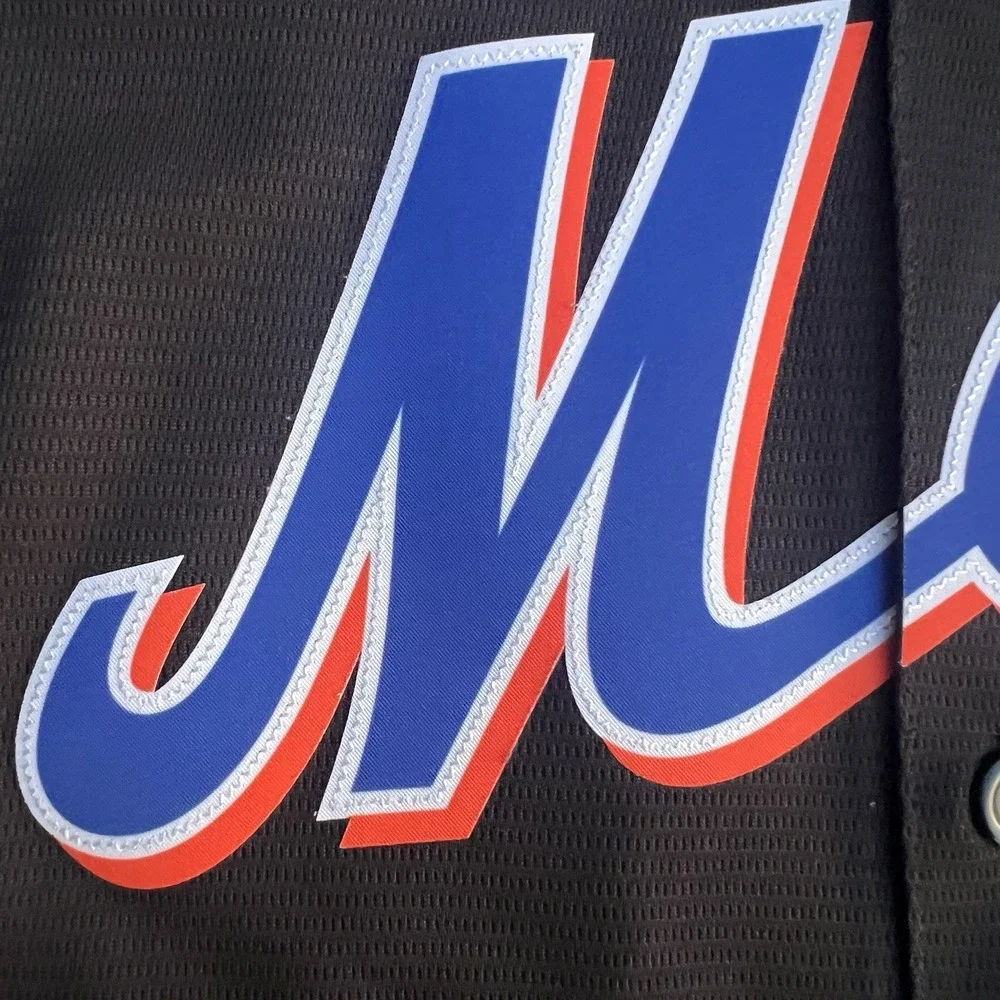 NY Mets Nike 2022 Max Scherzer #21 Youth Jersey Black Mr.Met Patches on sleeve 8